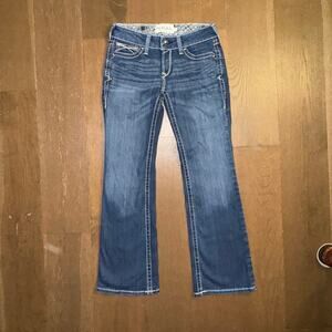 Ariat R.E.A.L. Mid Rise Stretch Whipstitch Boot Cut Jean in Ocean Size 28S